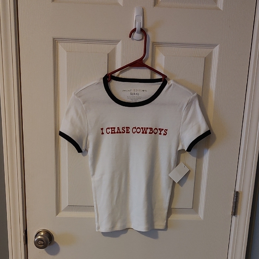Social Edition White Graphic Tee with Black Trim